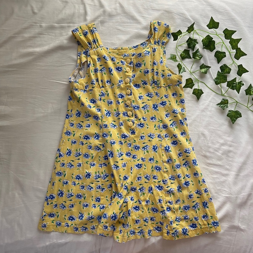 VINTAGE Floral 90s Yellow Romper/Jumper/Playsuit